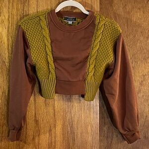 BLUE BLUSH Cropped Sweater Brown & Green Sz S